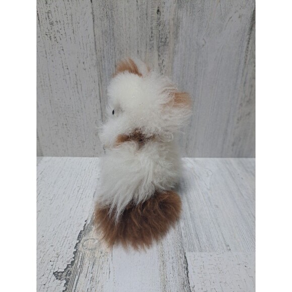 Alpaca Fur Teddy Bear Toy Soft 8” Plush Stuffed Animal Toy Fluffy Brown White - Picture 5 of 10